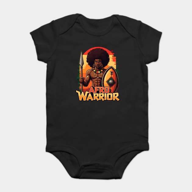 Afro Warrior Baby Bodysuit by UrbanLifeApparel
